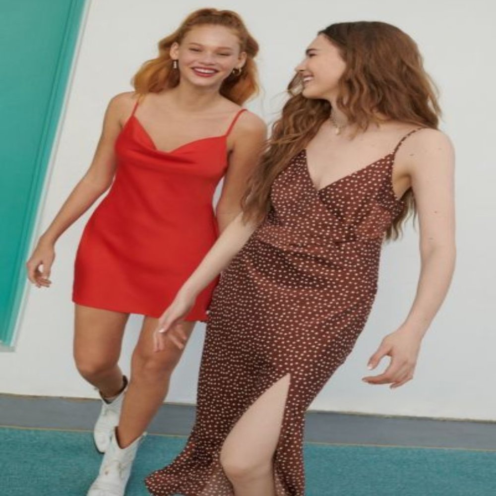 Urban Outfitters Kelly Surplice Midi Slip Dress